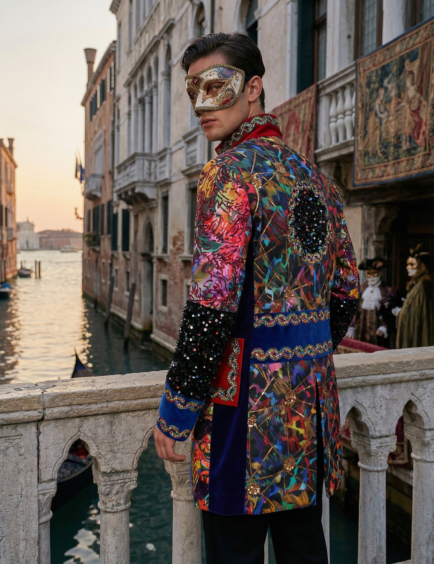 Visokokakovostna večbarvna moška karnevalska jakna v slogu Fiesta Carnival