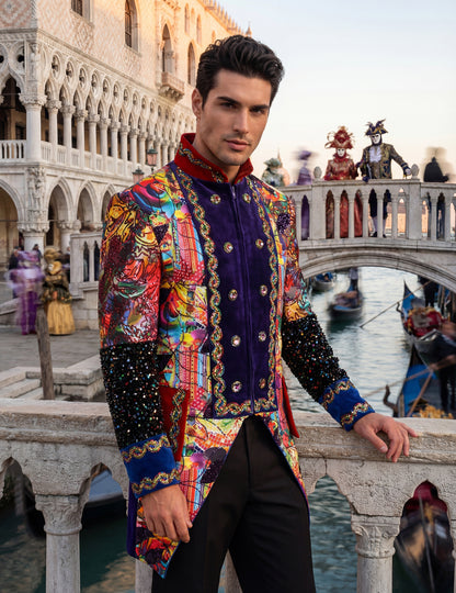Visokokakovostna večbarvna moška karnevalska jakna v slogu Fiesta Carnival