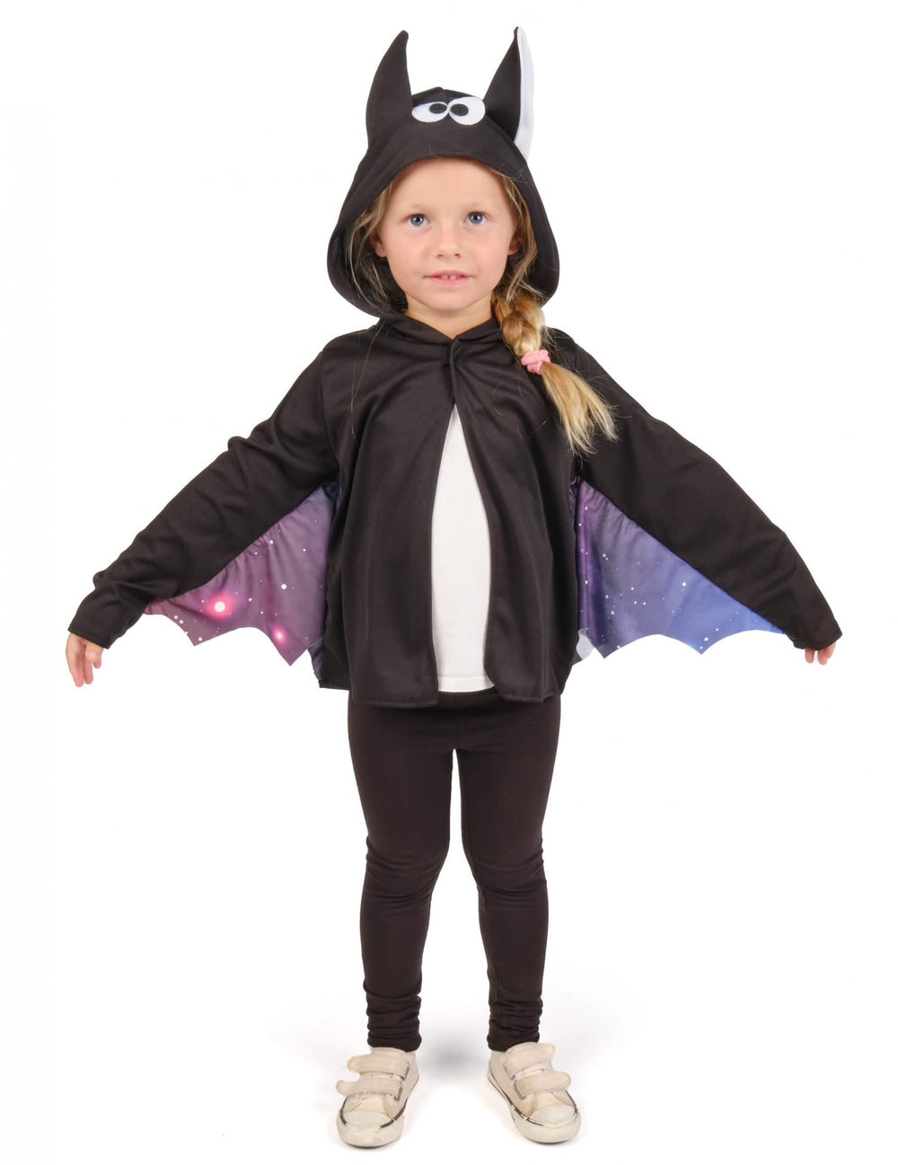 Veste de chauve-souris pour enfant noire et violette avec capuche à oreilles