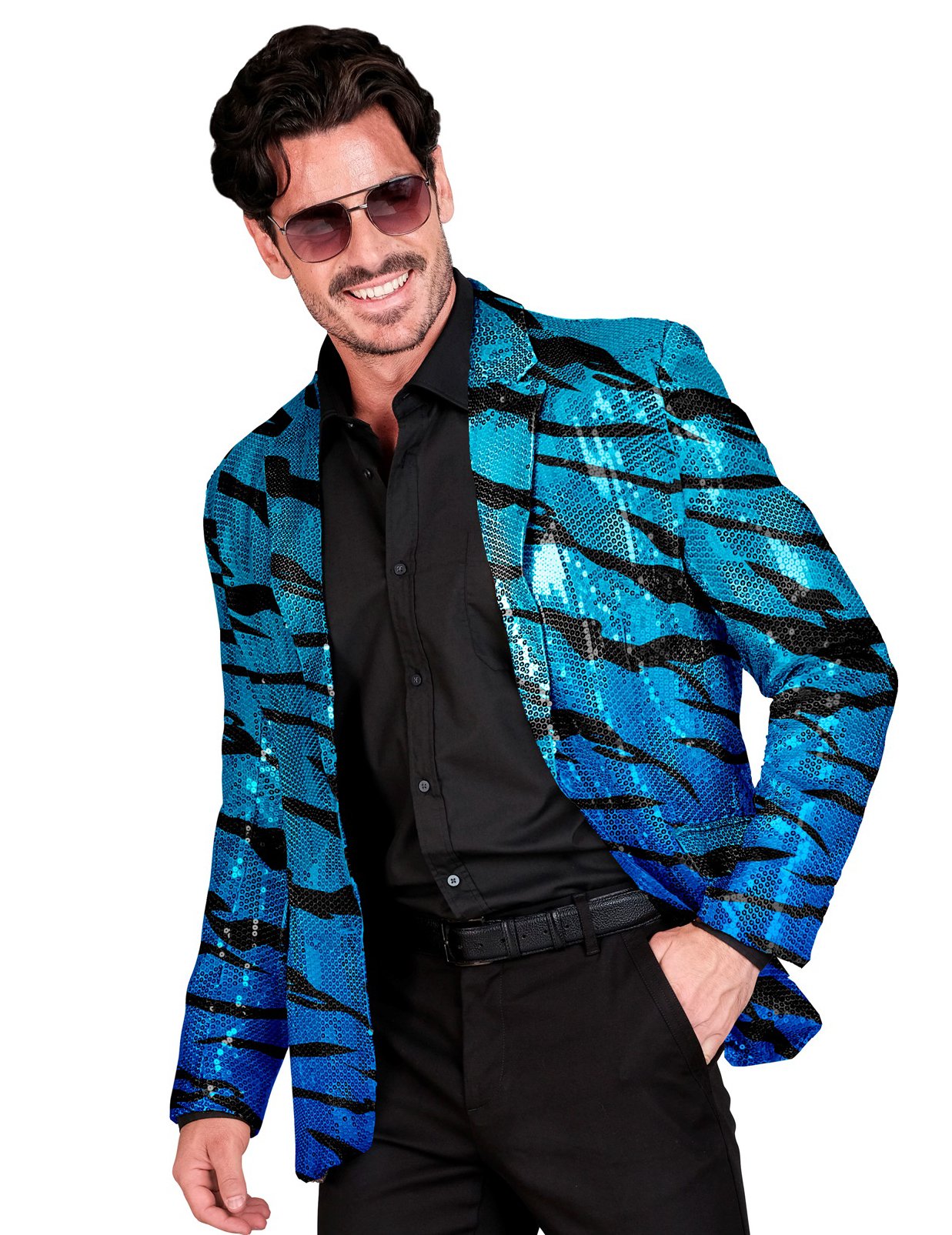 Veste de costume à sequins vague bleue adulte