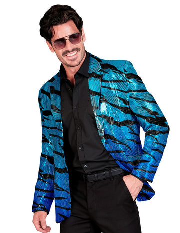 Veste de costume à sequins vague bleue adulte