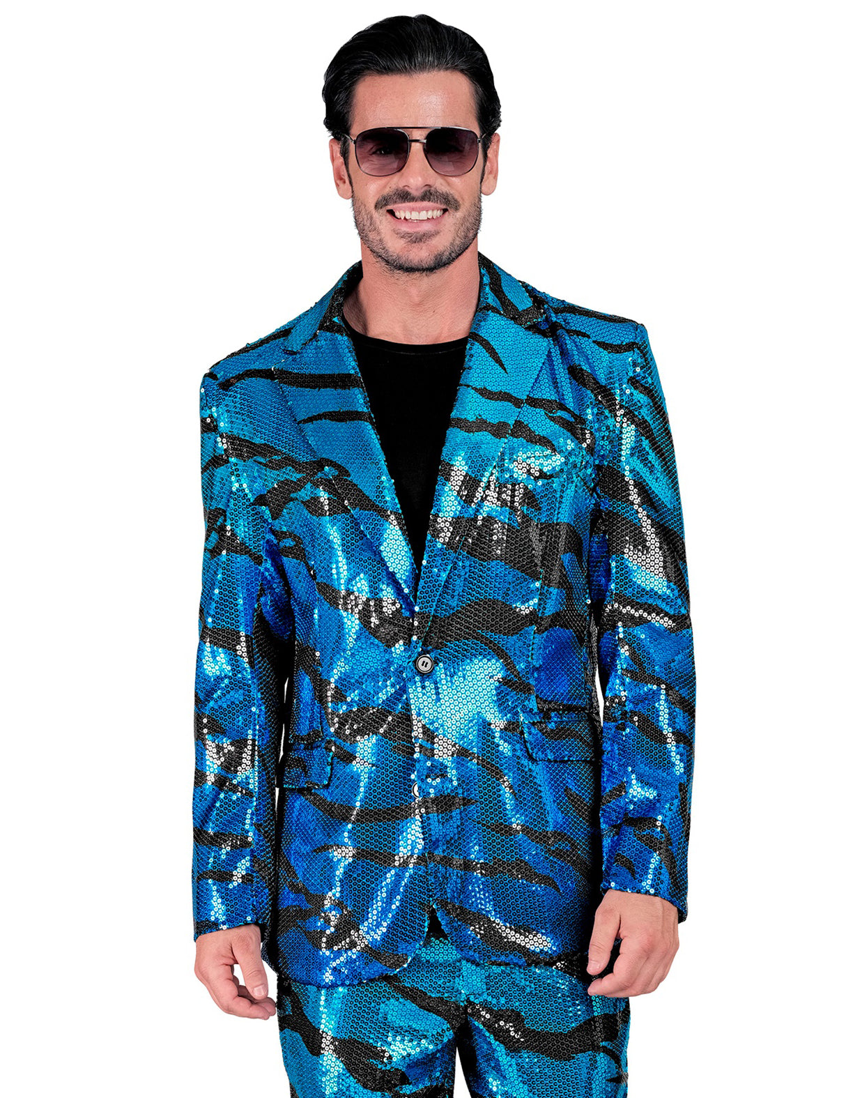 Veste de costume à sequins vague bleue adulte