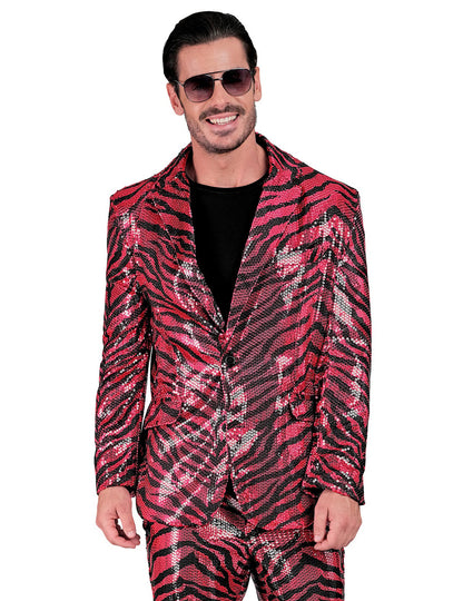 Veste de costume à sequins zébrée rose adulte