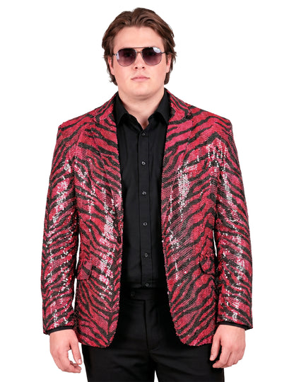 Veste de costume à sequins zébrée rose adulte