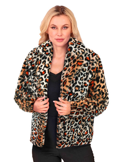 Ženska plišasta jakna leopard 