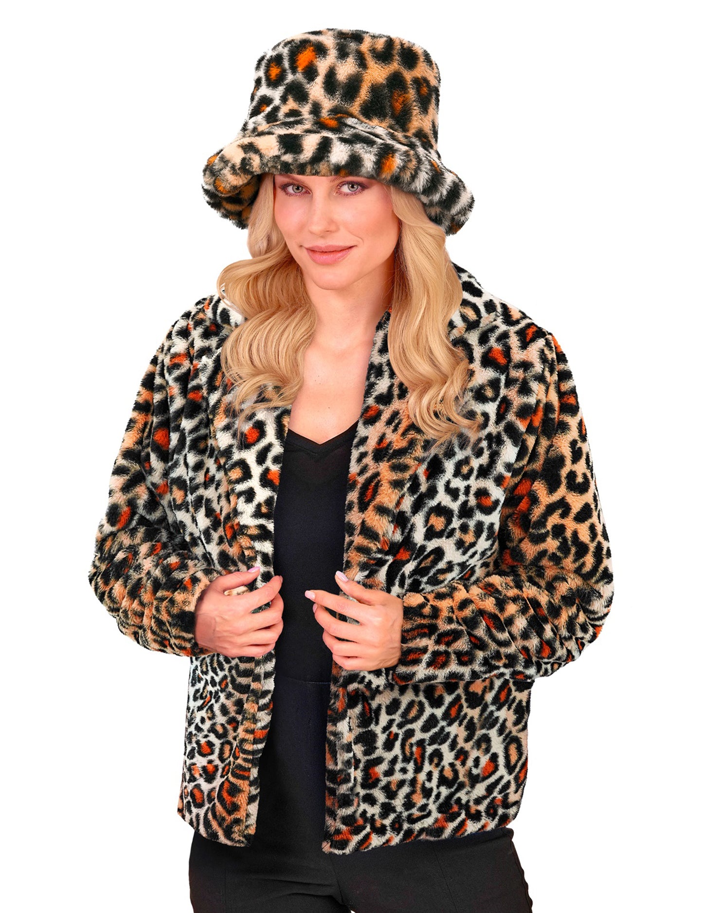 Ženska plišasta jakna leopard 