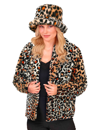 Ženska plišasta jakna leopard 