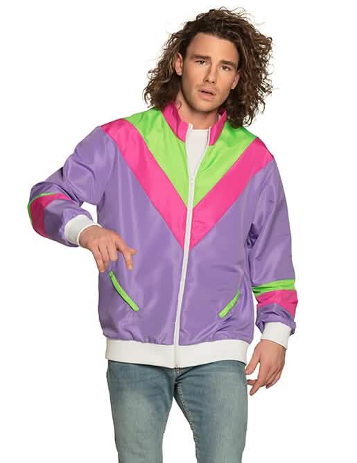 retro jakna za jogging za moški vijolična roza in neonsko zelena