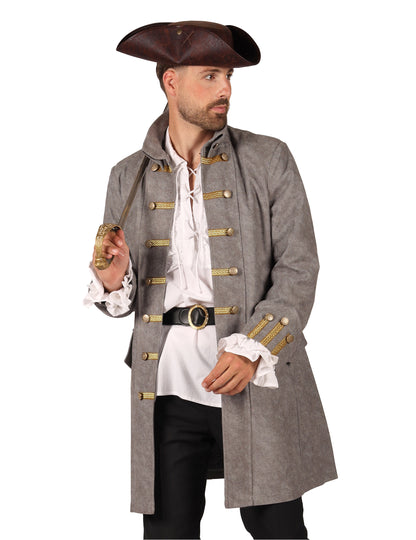 Veste longue de pirate grise homme