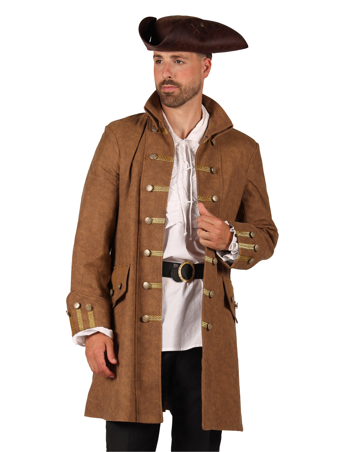 Moški dolg rjav piratski suknjič