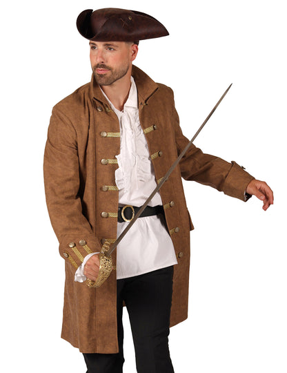 Moški dolg rjav piratski suknjič