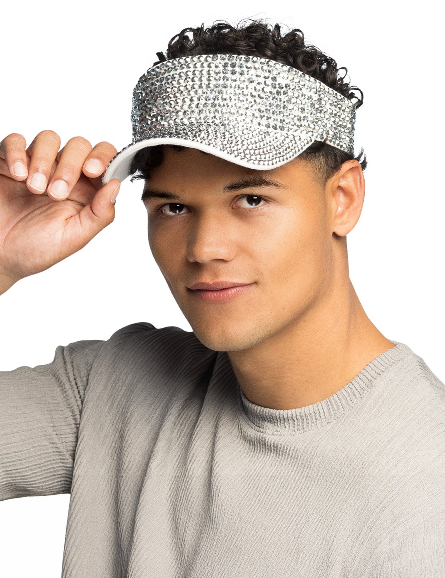 Srebrni vizir z okrasnimi kamni za odrasle