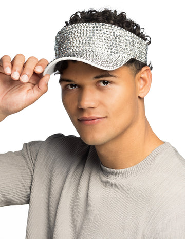 Srebrni vizir z okrasnimi kamni za odrasle