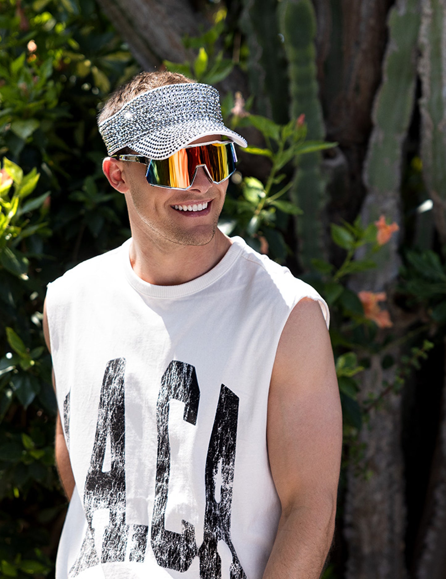 Srebrni vizir z okrasnimi kamni za odrasle