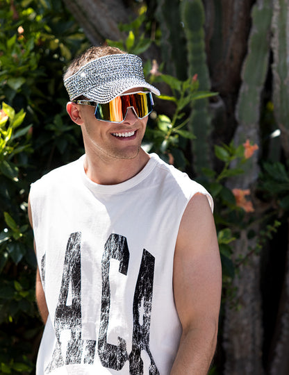 Srebrni vizir z okrasnimi kamni za odrasle