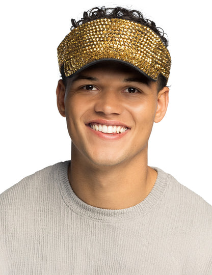 Vizir z zlatimi okrasnimi kamni za odrasle