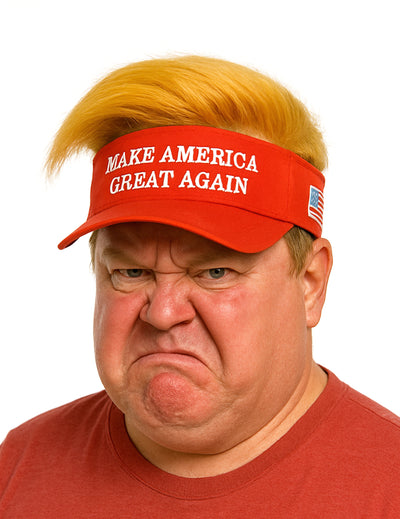 Visière avec cheveux Make America Great Again pour adulte rouge et blond