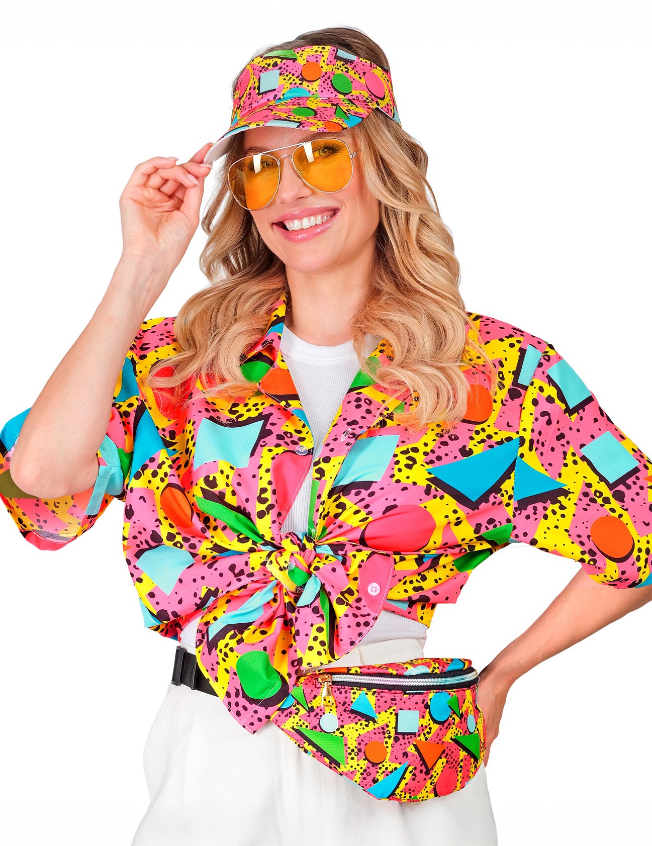 Visière et banane motifs années 90 multicolore adulte
