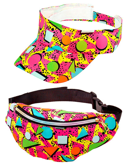 Visière et banane motifs années 90 multicolore adulte