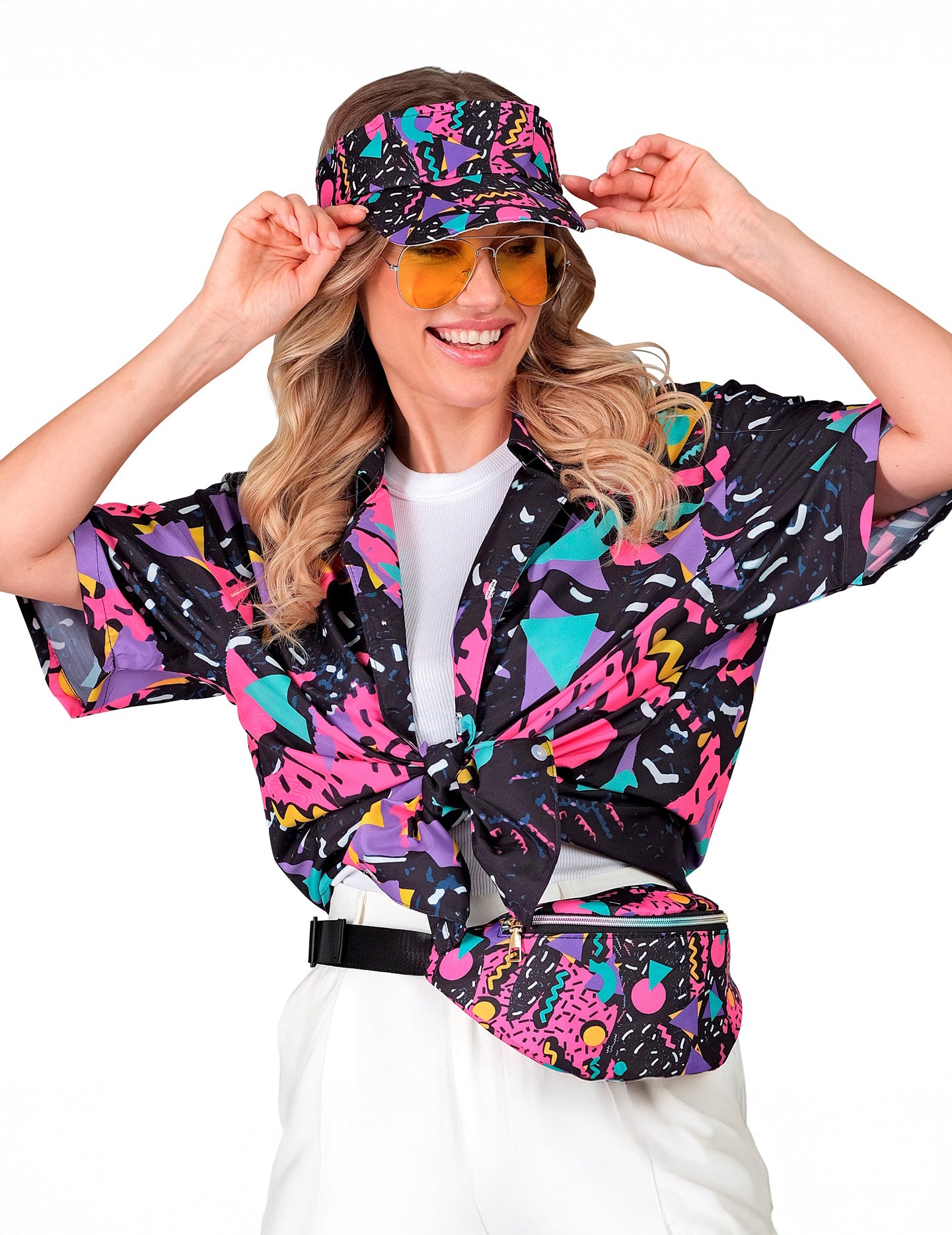 Črn vizir za odrasle z vzorcem 90-ih in banano