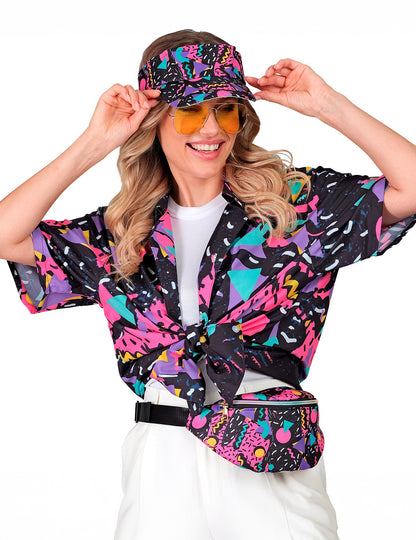 Črn vizir za odrasle z vzorcem 90-ih in banano