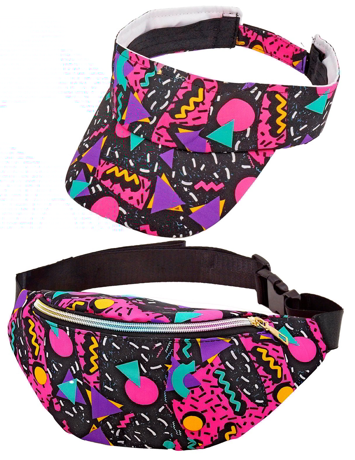 Črn vizir za odrasle z vzorcem 90-ih in banano