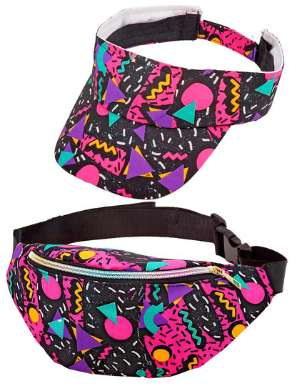 Črn vizir za odrasle z vzorcem 90-ih in banano