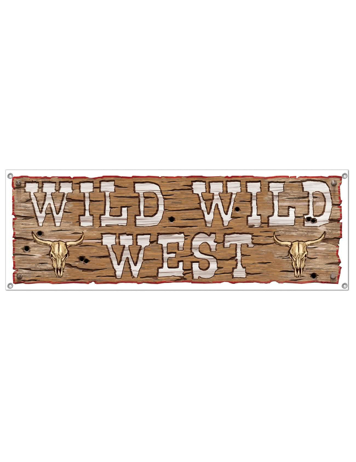 Plastični transparent Wild Wild West za zabavo z motivom lesa in bivoljih lobanj